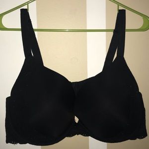 Cacique Black Lace Smooth Boost Plunge Bra - 46D